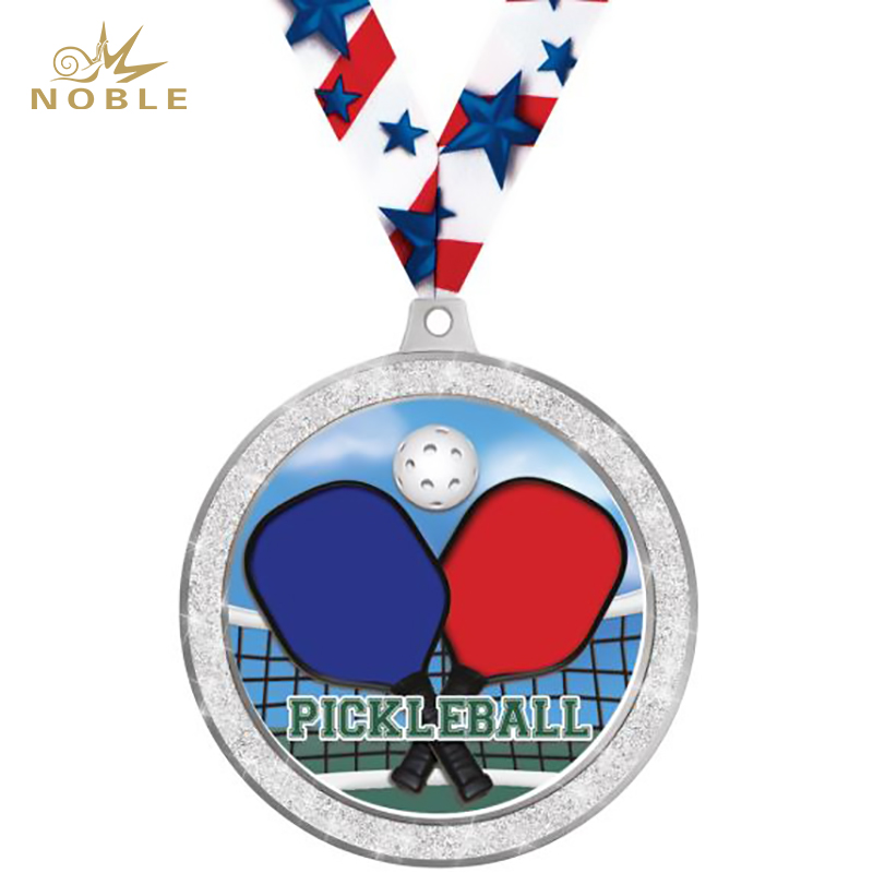 Silver Glitter Metal Insert Pickleball Medal Buy Pickleball Medal